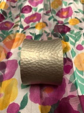 Hammered Metal Wide Cuff Bracelet in Champagne